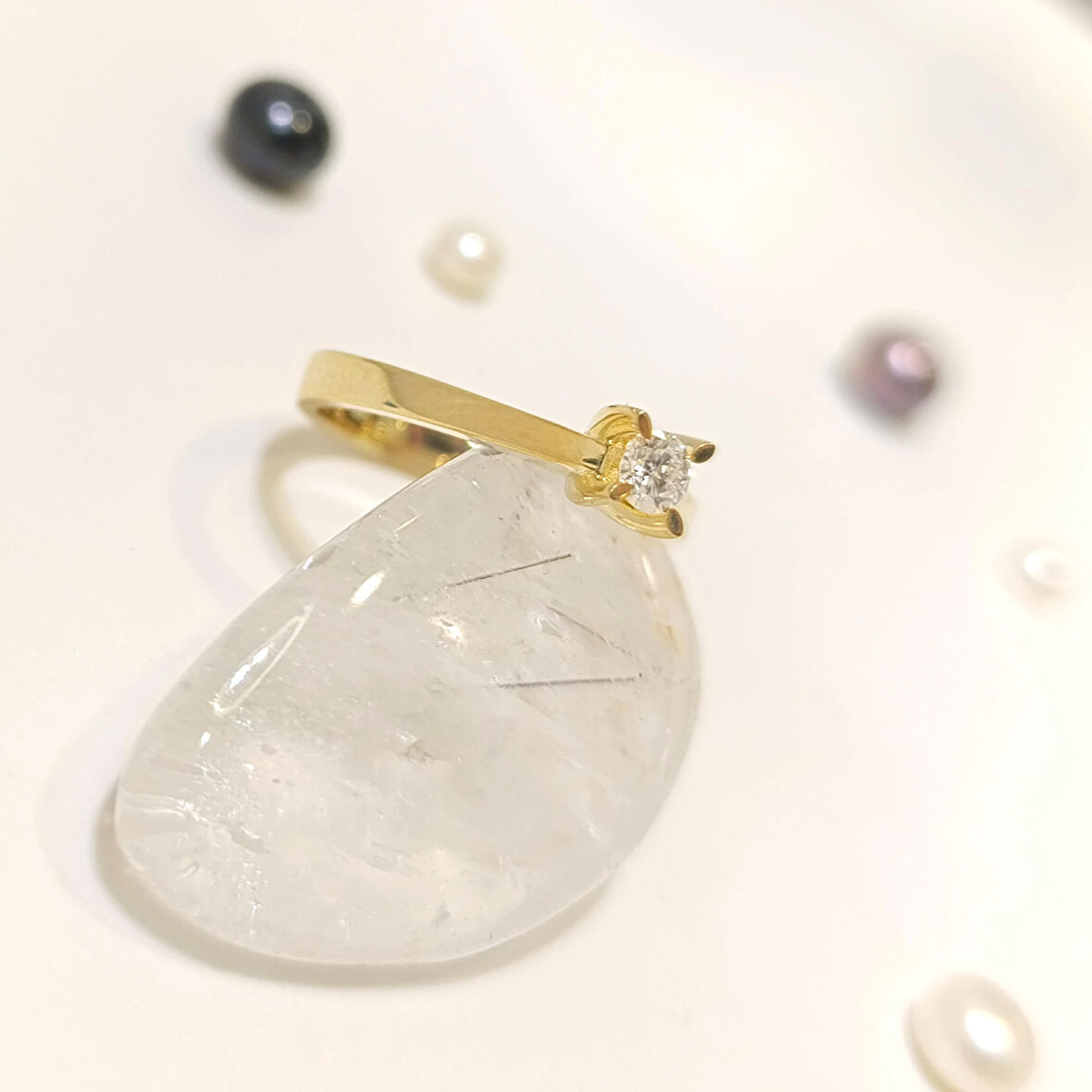 0.17ct F Color Pırlanta Tek Taş Yüzük 14 Ayar Altın HD VİDEOLU