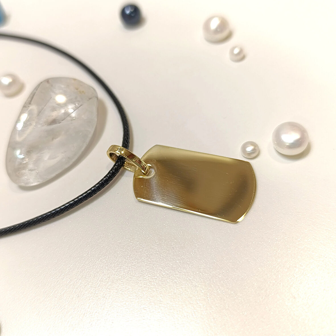 30mm Dikdörtgen Levha Kolye 14 Ayar Altın HD VİDEOLU
