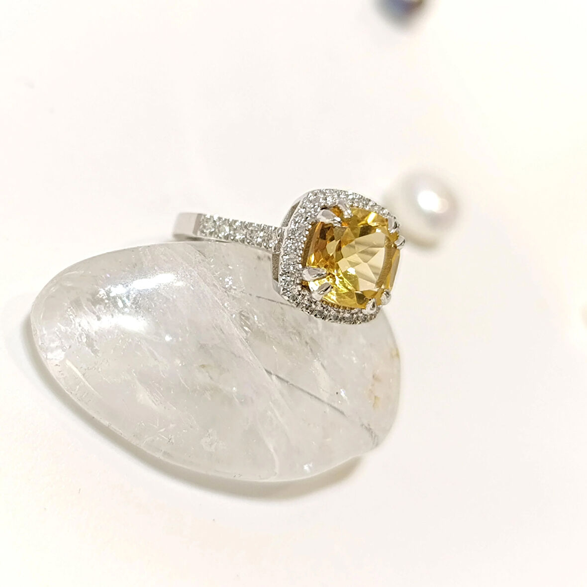 1,90ct Sitrin ve Pırlanta Taşlı Yüzük 14 Ayar Altın HD VİDEOLU