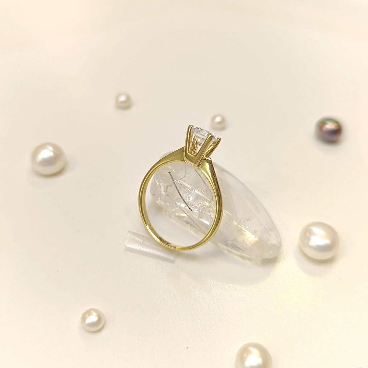 Tek Taş Yüzük 14 Ayar Altın HD VİDEOLU