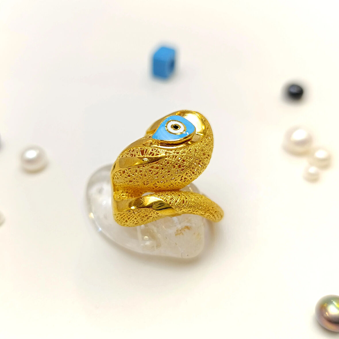 Göz Mineli Yüzük 22 Ayar Altın HD VİDEOLU