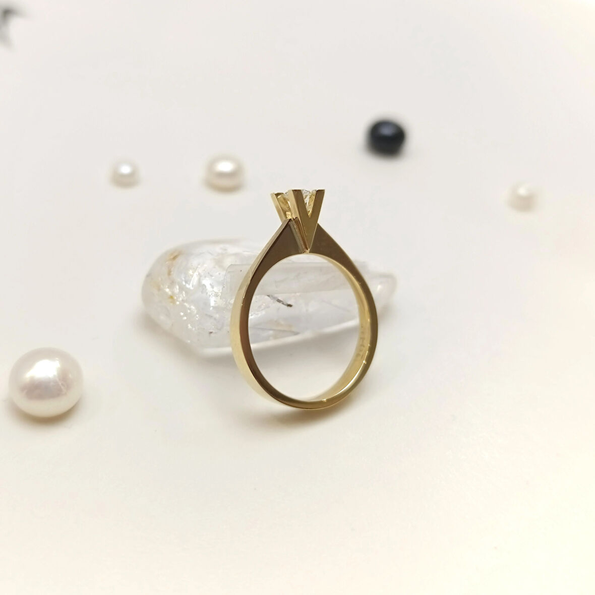 0.19ct I Color Pırlanta Tek Taş Yüzük 14 Ayar Altın HD VİDEOLU