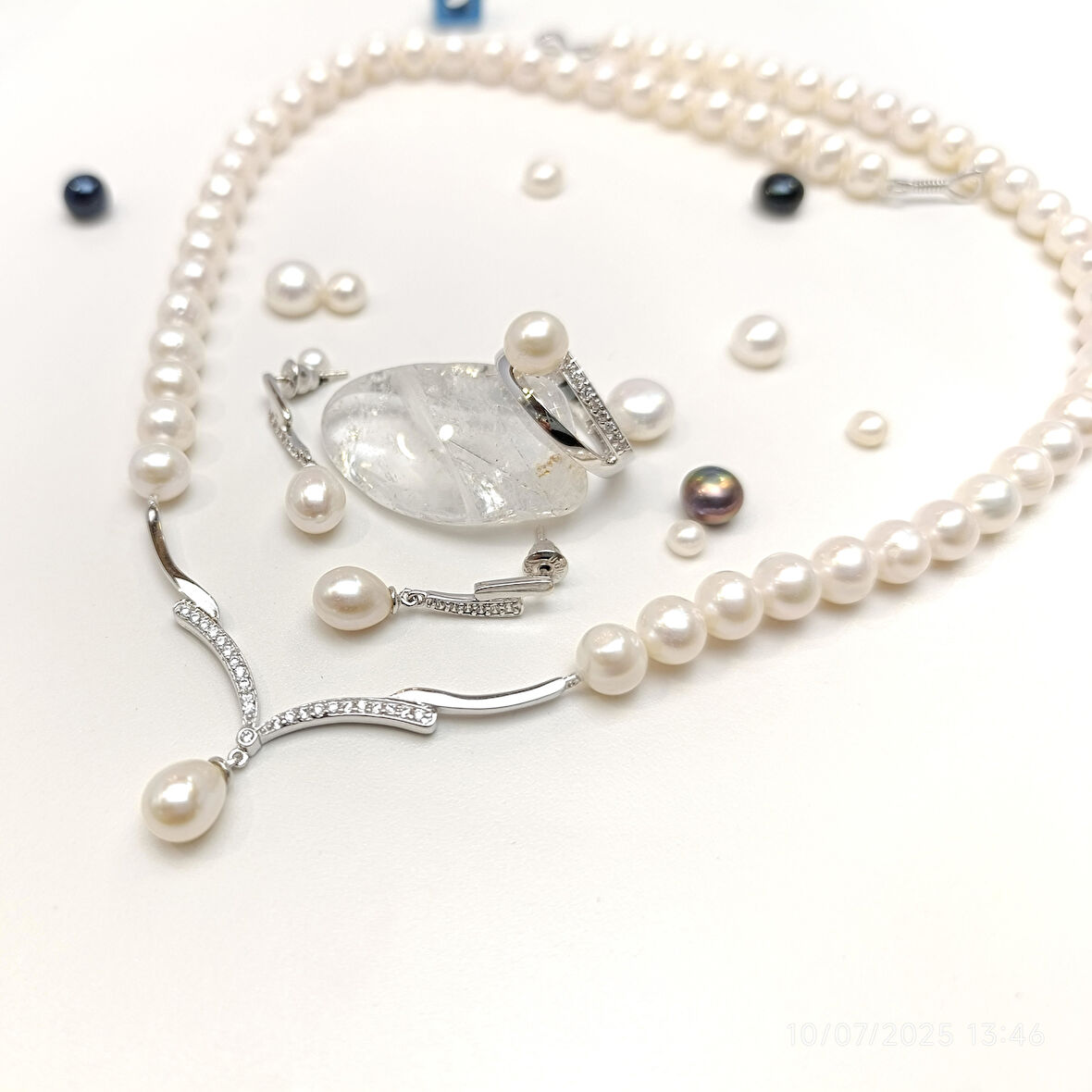 Gerçek İnci Taşlı Set Takım 14 Ayar Altın HD VİDEOLU