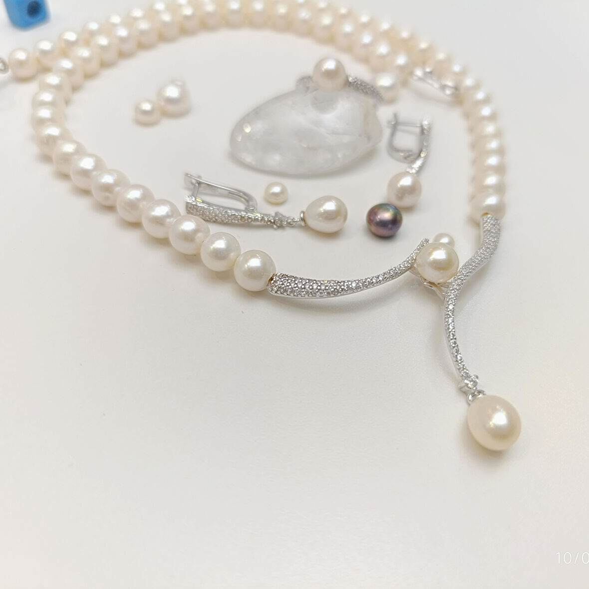 Gerçek İnci Taşlı Set Takım 14 Ayar Altın HD VİDEOLU