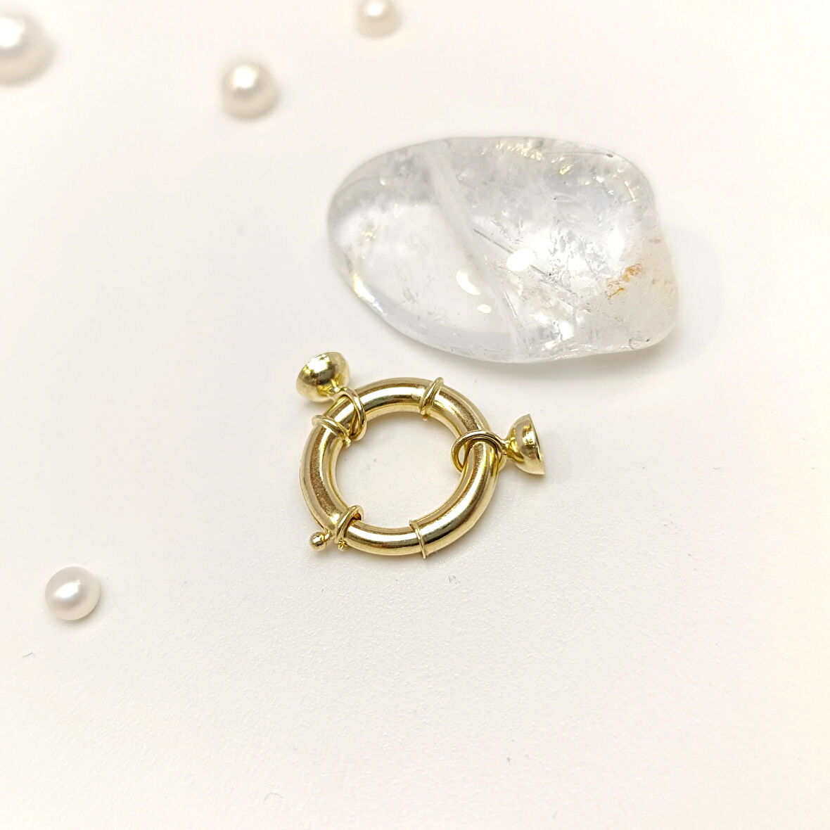 16.5mm Gemici İnci Kilit Klips 14 Ayar Altın HD VİDEOLU