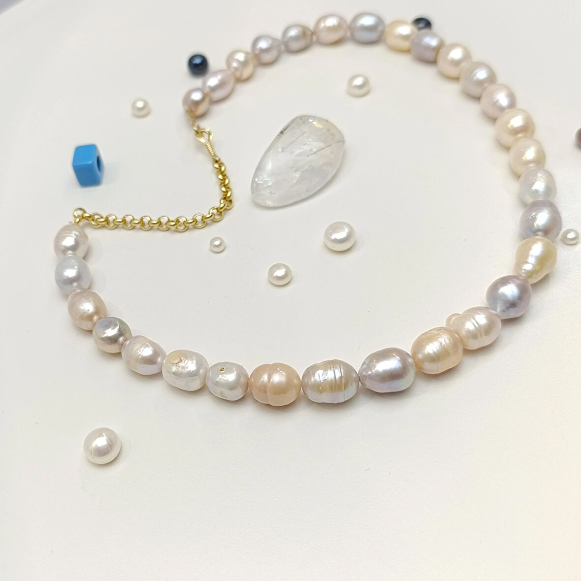 Gerçek Misk Barok İnci Gerdanlık Kolye 14 Ayar Altın HD VİDEOLU