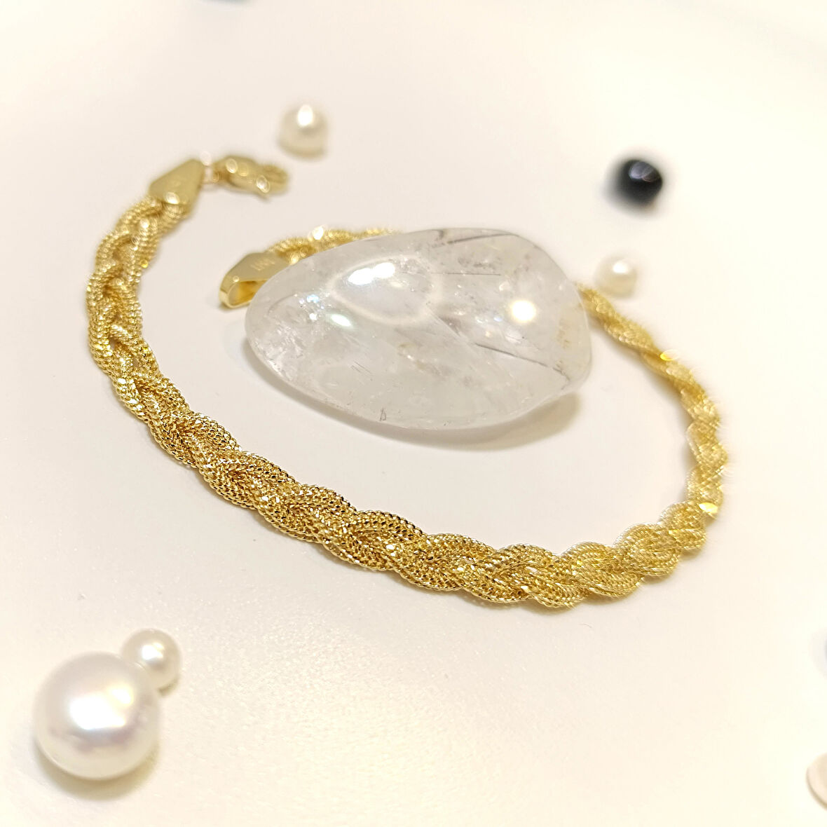 5mm Tül Saç Örgüsü Zincir Bileklik Künye 14 Ayar Altın HD VİDEOLU