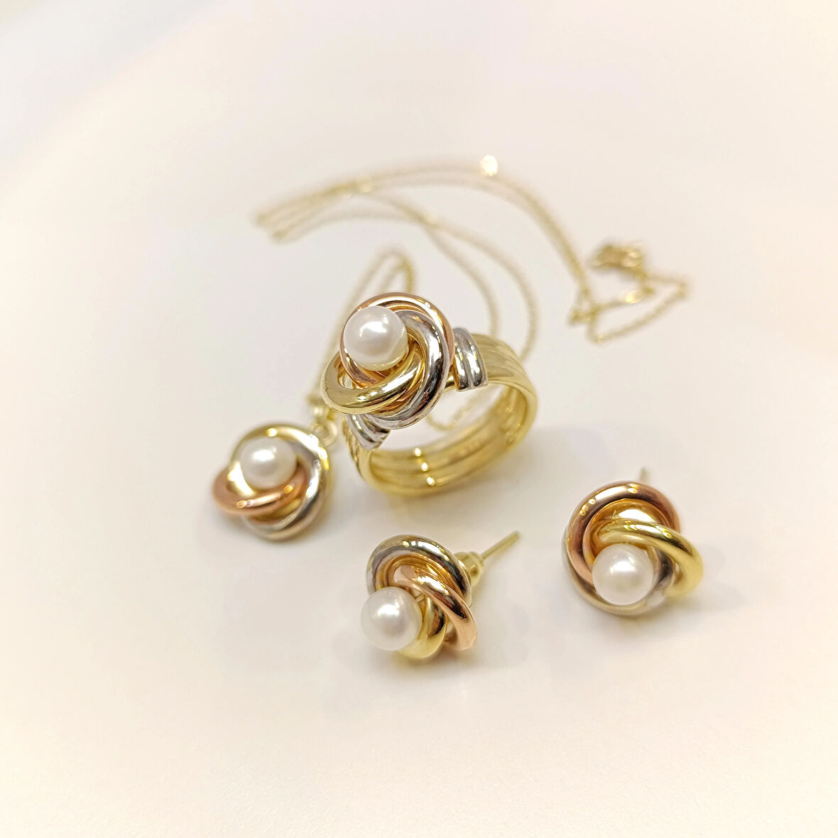 Olimpiyat İnci Taşlı Set Takım 14 Ayar Altın HD VİDEOLU