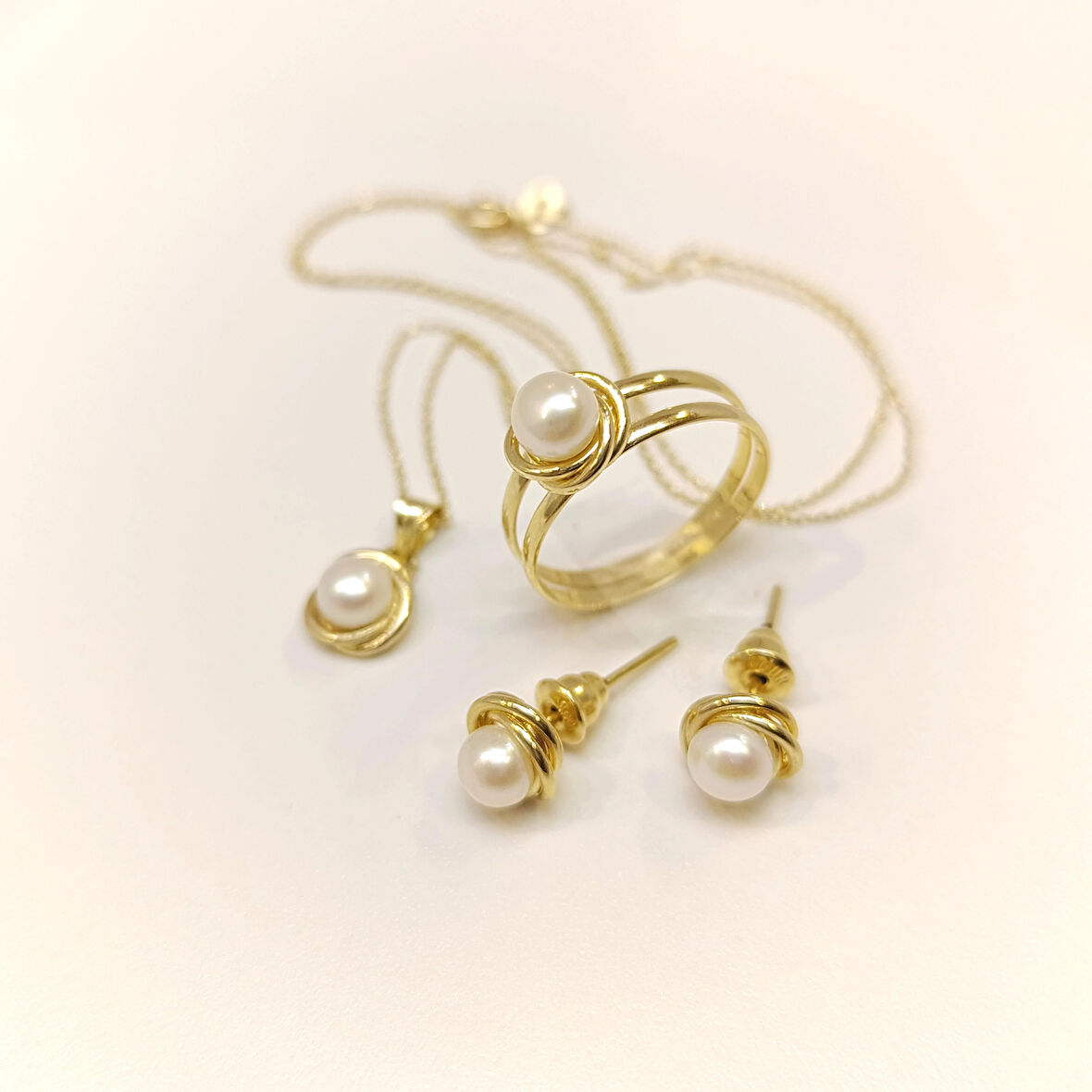 Olimpiyat İnci Taşlı Set Takım 14 Ayar Altın HD VİDEOLU