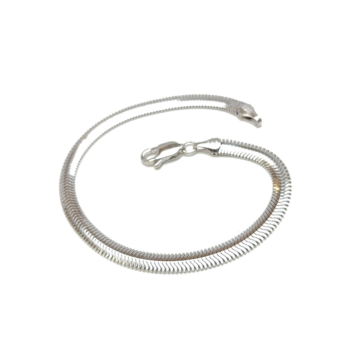 4.3mm Beyaz Balık Sırtı Bileklik Künye 14 Ayar Altın  