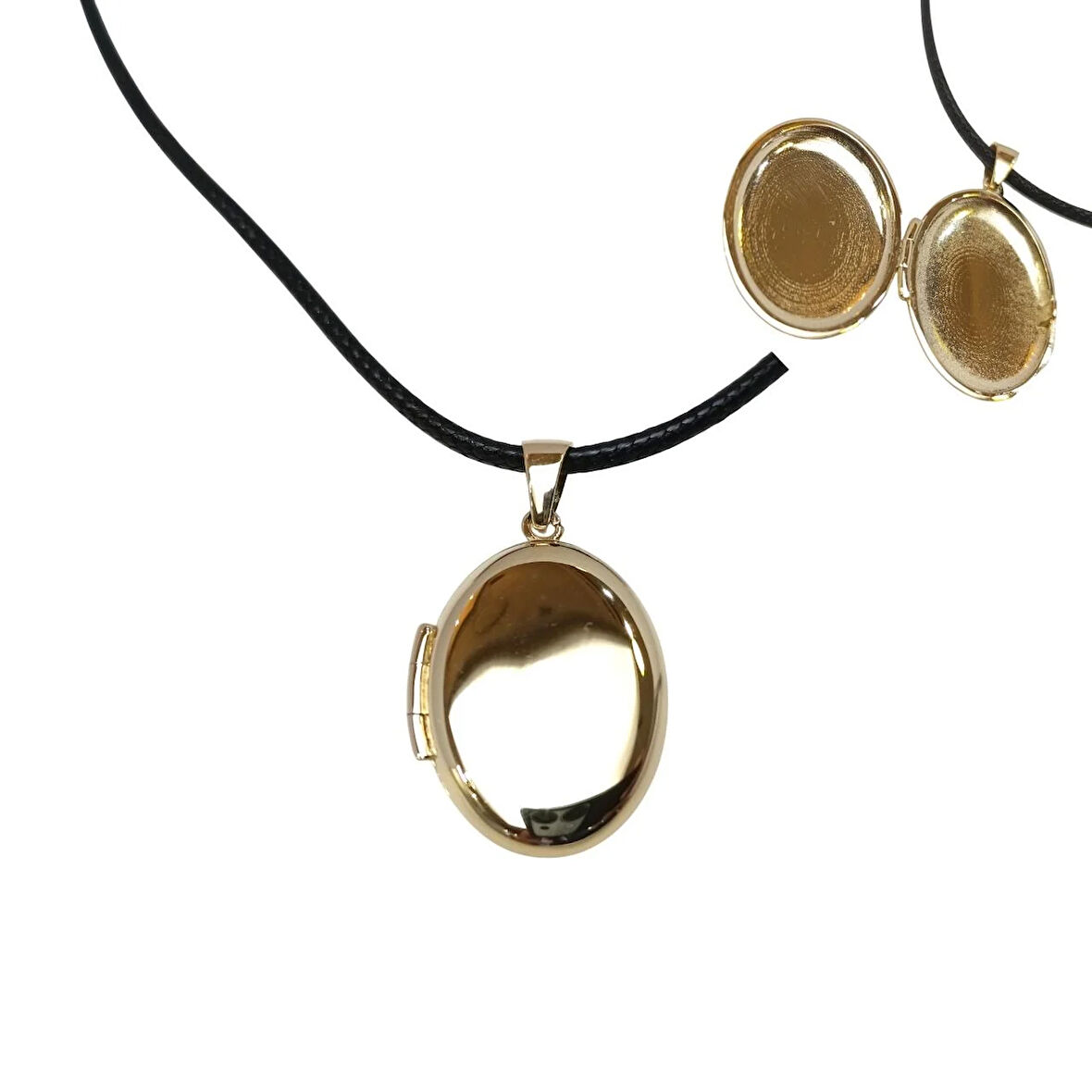 30mm Açılır Oval Resim Kutusu Kolye 14 Ayar Altın  HD VİDEOLU