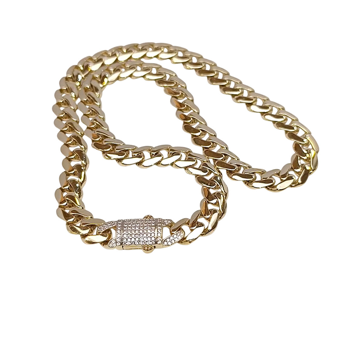 46cm 9.5mm Taşlı Gurmet Zincir Kolye 14 Ayar Altın HD VİDEOLU