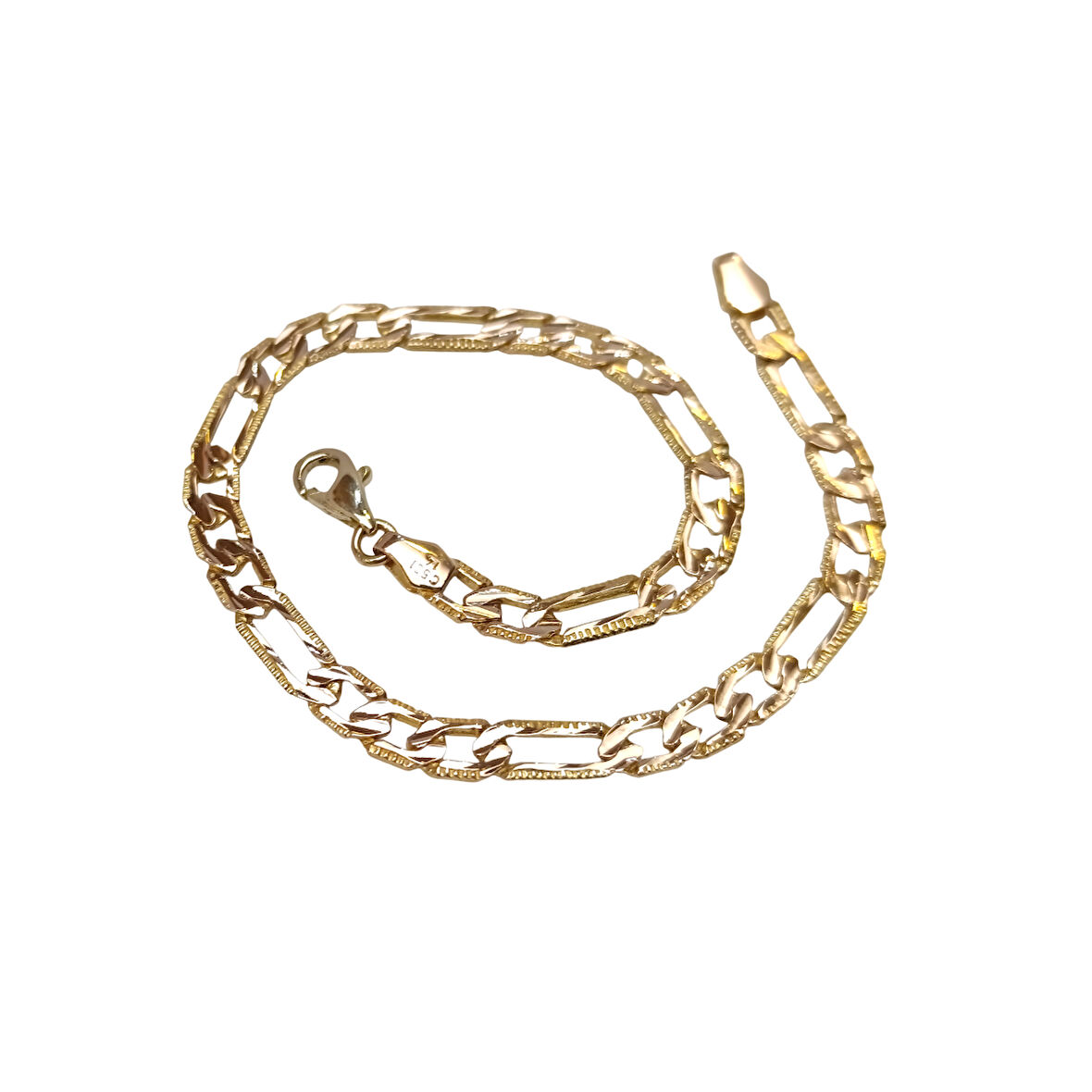 Döküm Figaro Bileklik Künye 14 Ayar Altın HD VİDEOLU