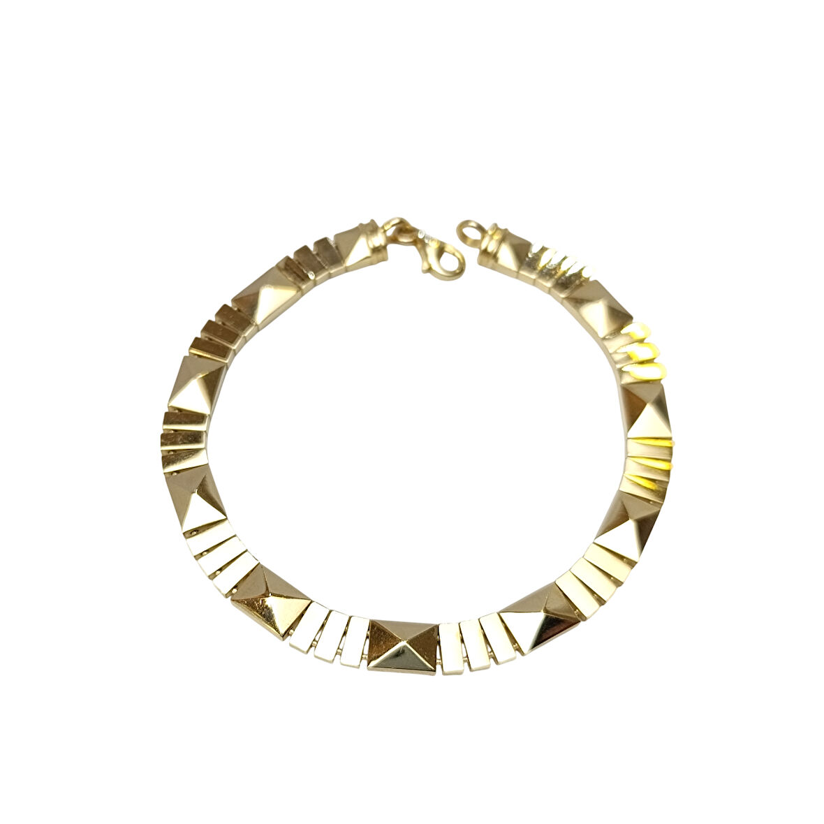 Bagetli Piramit Bileklik Künye 14 Ayar Altın HD VİDEOLU