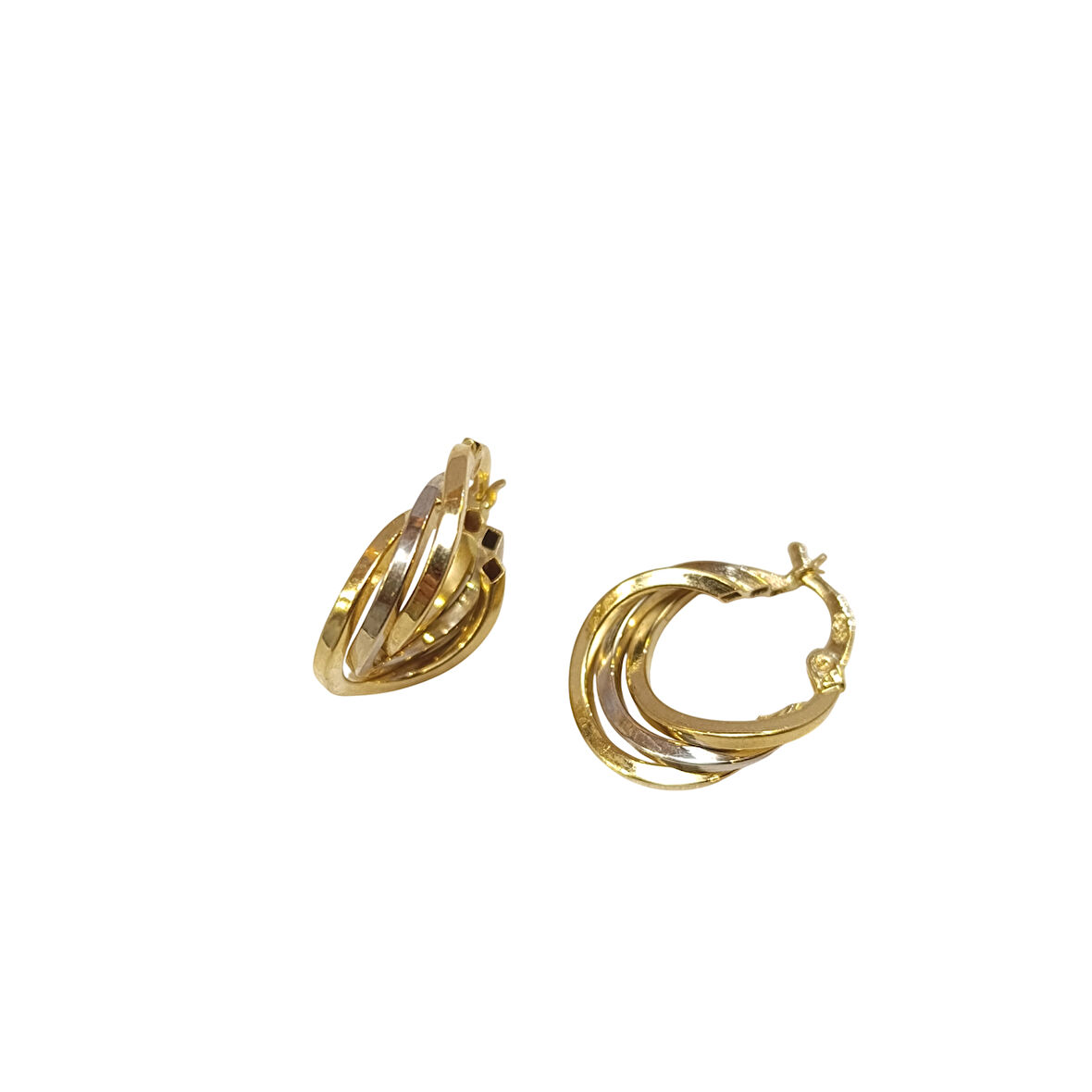 20.8mm Üçlü Halka Küpe 14 Ayar Altın HD VİDEOLU