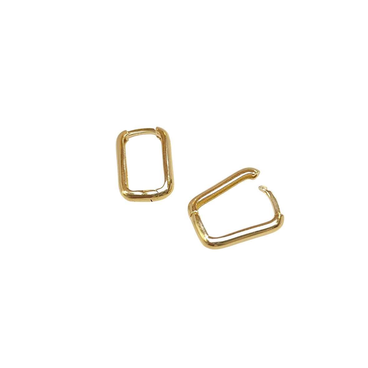 17mm Geniş Ataç Dikdörtgen Halka Küpe 14 Ayar Altın HD VİDEOLU