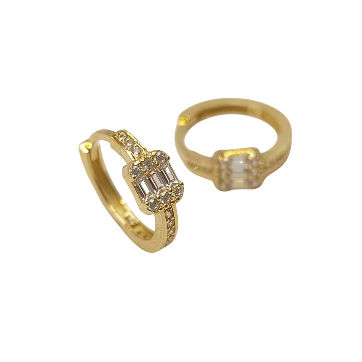 16.2mm Baget Taşlı Halka Küpe 14 Ayar Altın HD VİDEOLU