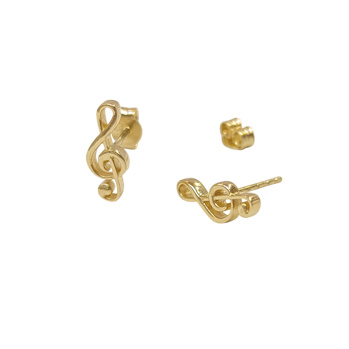 Sol Anahtarı Vidalı Küpe 14 Ayar Altın HD VİDEOLU