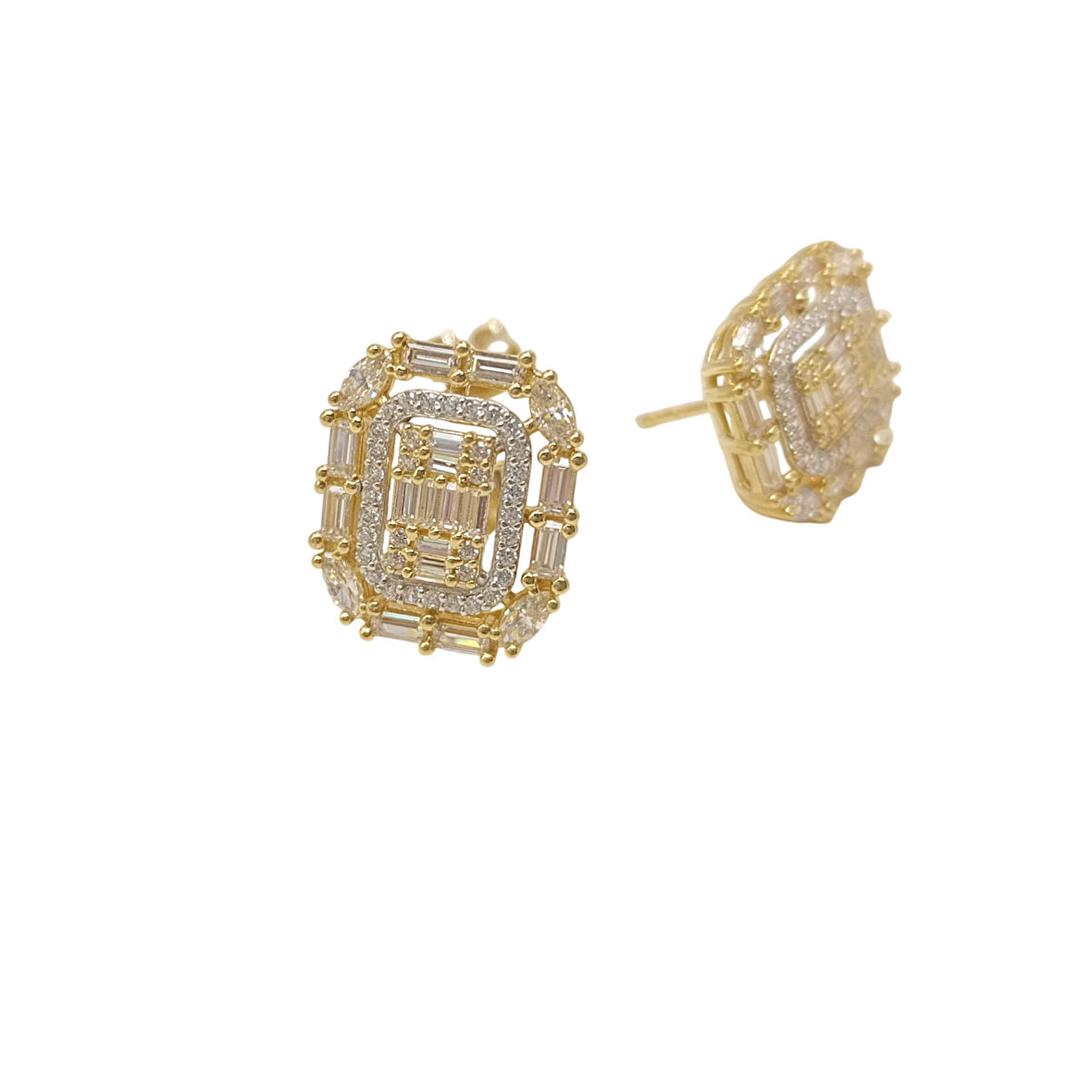 Büyük Boy Baget Taşlı Küpe 14 Ayar Altın HD VİDEOLU