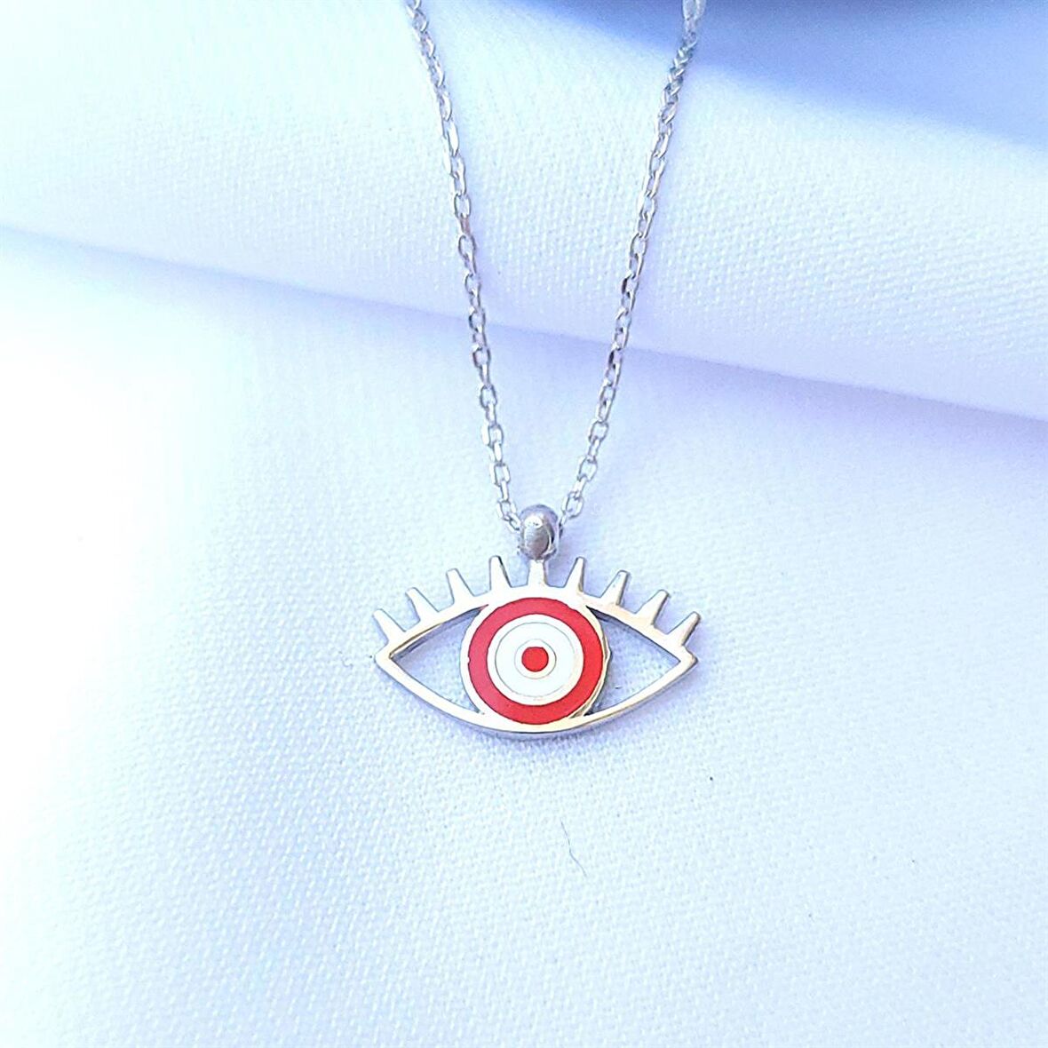 Mineli Gümüş Göz Kolye 