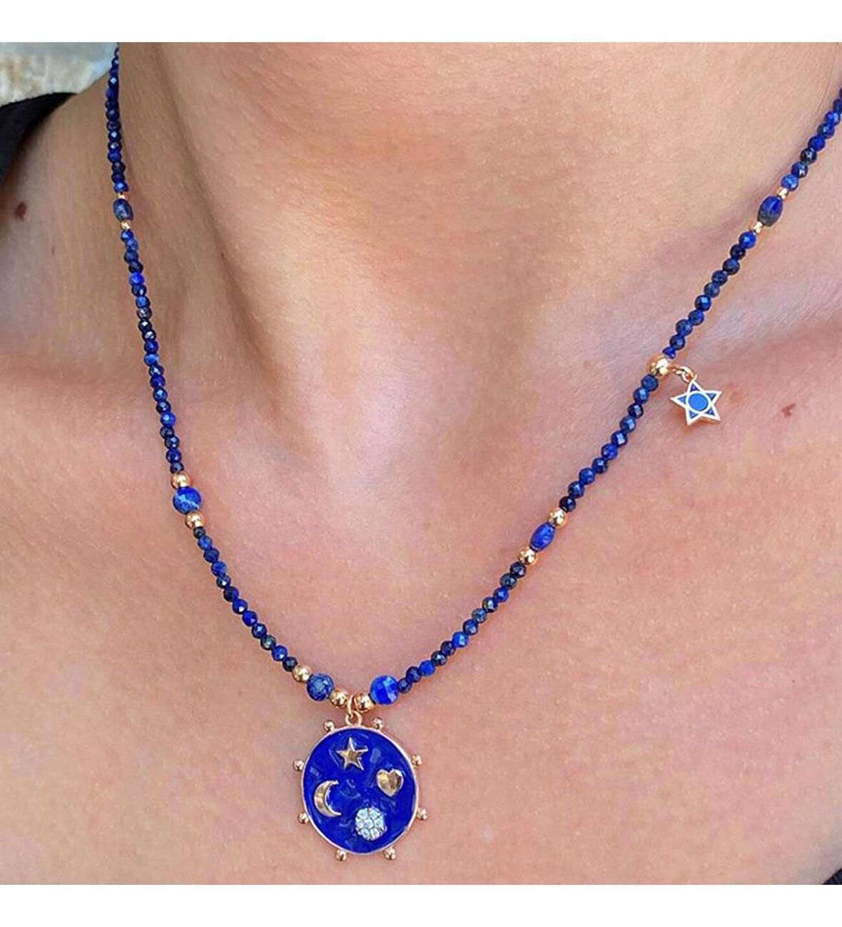 Gümüş Lapis Şans Kolye