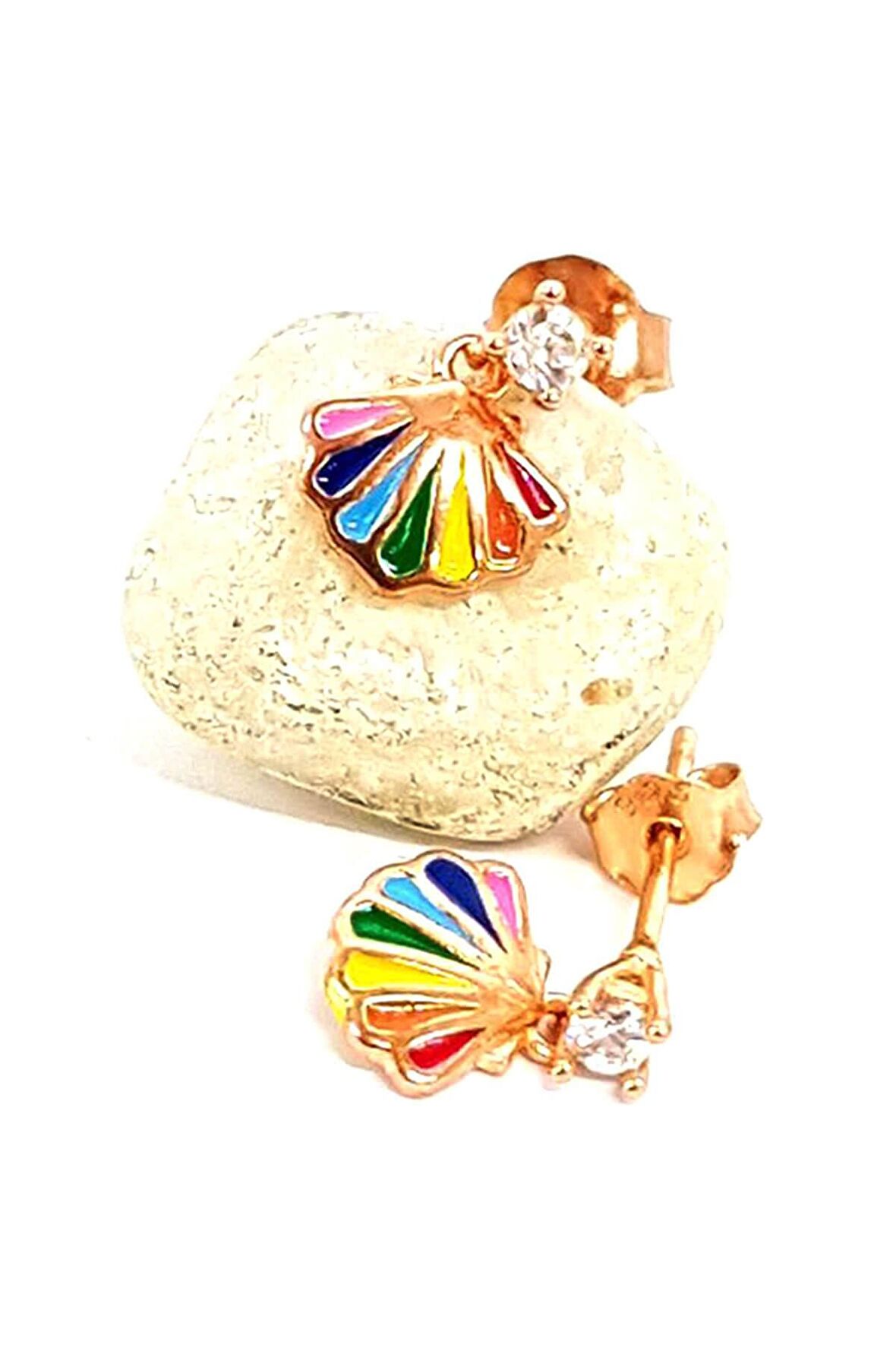 Deniz kabuğu mine işçilikli gümüş Kadın küpe