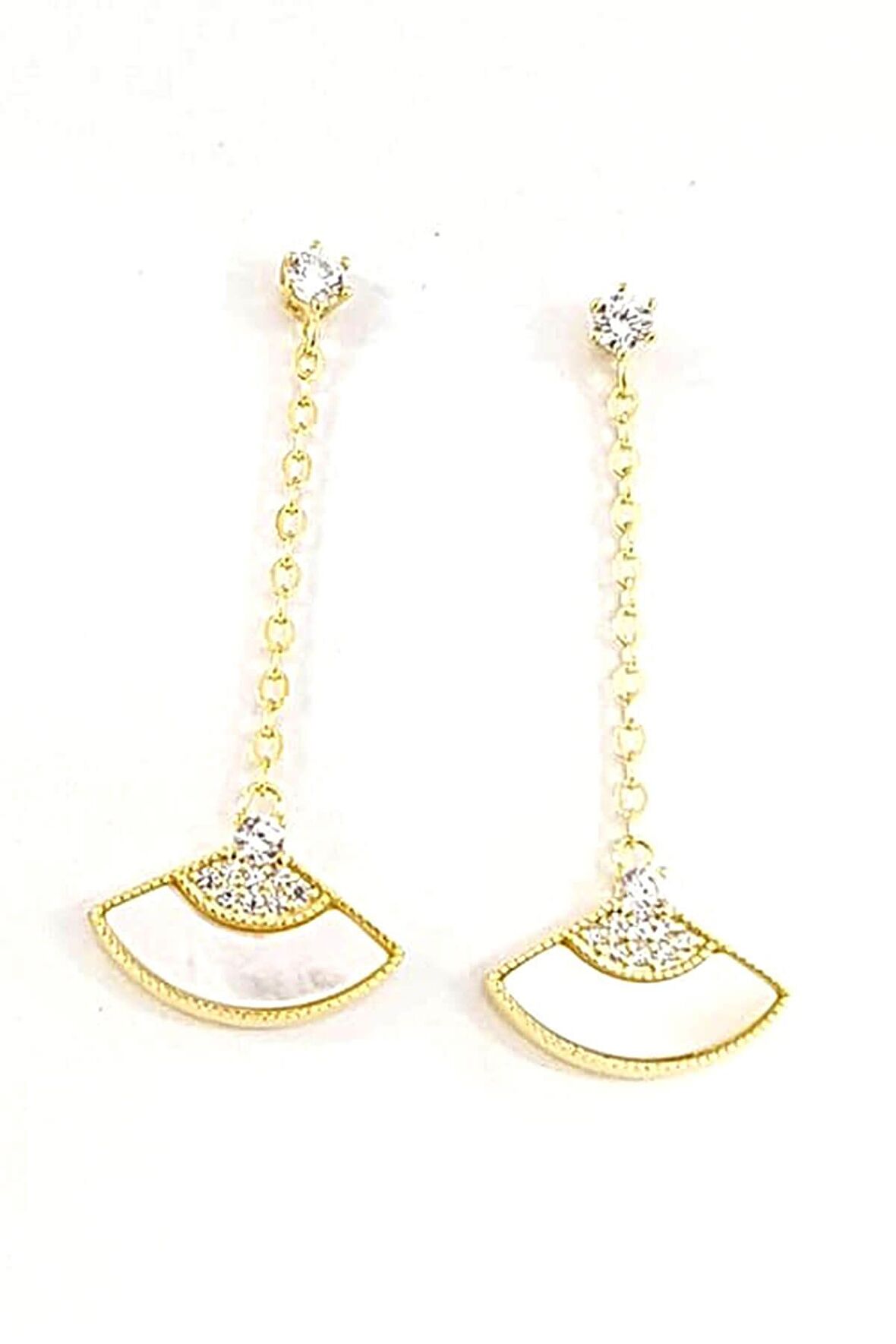 Zirkon ve Sedef Taşlı Gümüş Kadın Küpe