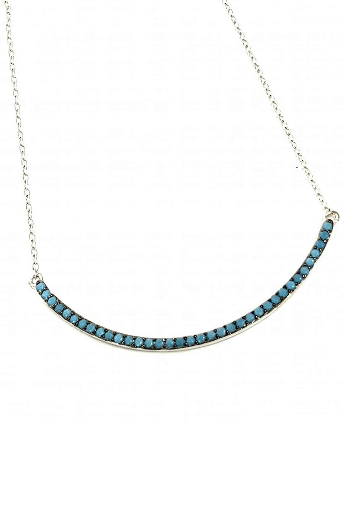 Turkuaz Taşlı Gümüş Trend Kolye 