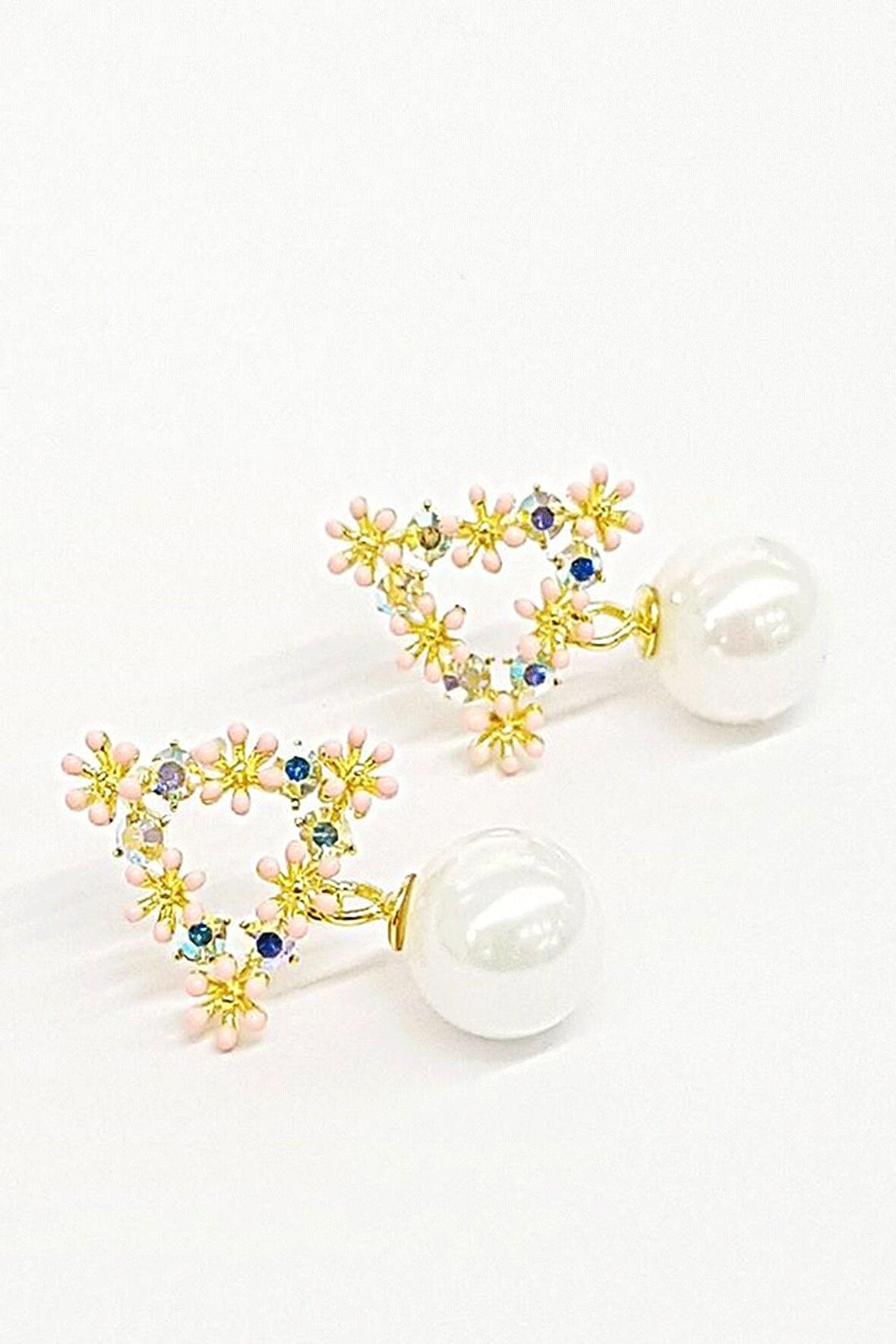 Swarovski Taşlı İncili Gümüş Küpe