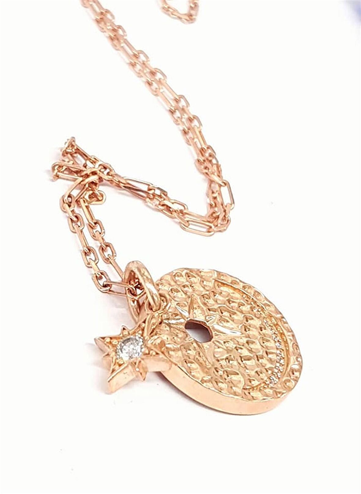 Kutup Yıldızı Figürlü Gümüş Plaka Kolye 