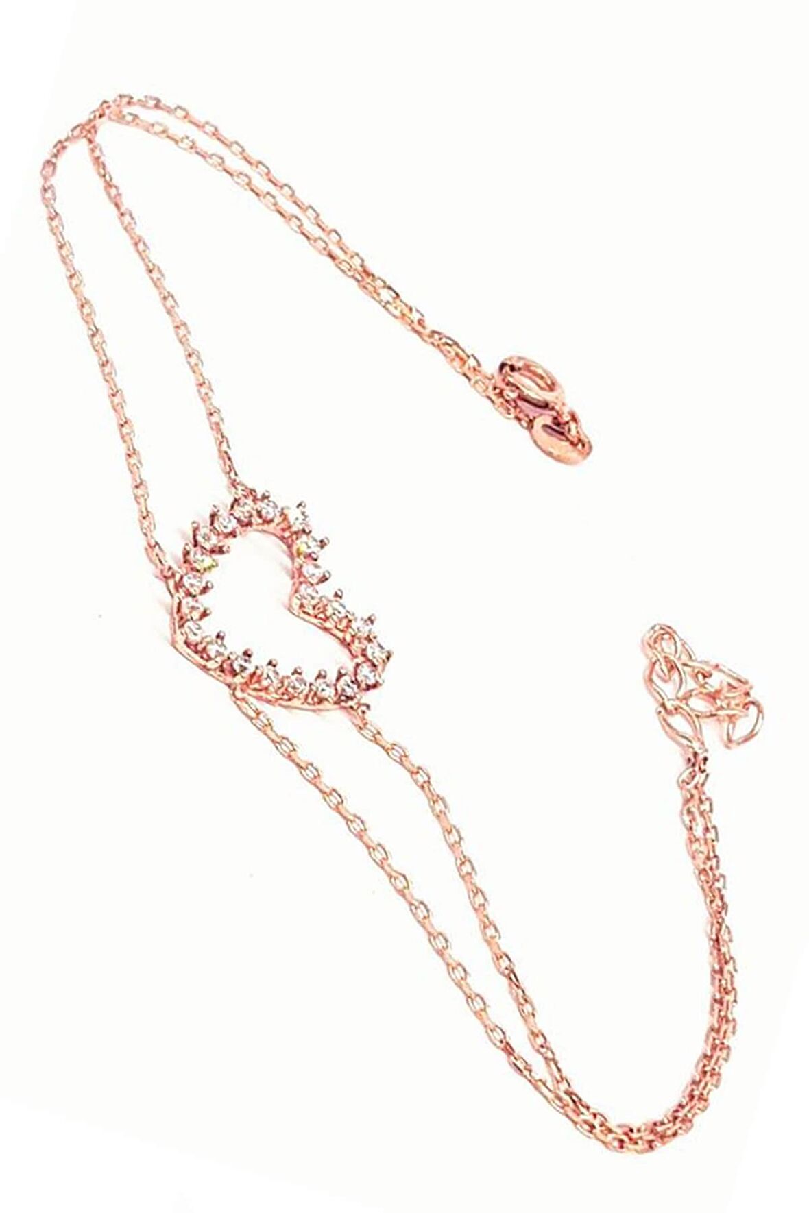 zirkon taşlı gümüş üzerine rose altın kaplama Kadın bileklik 