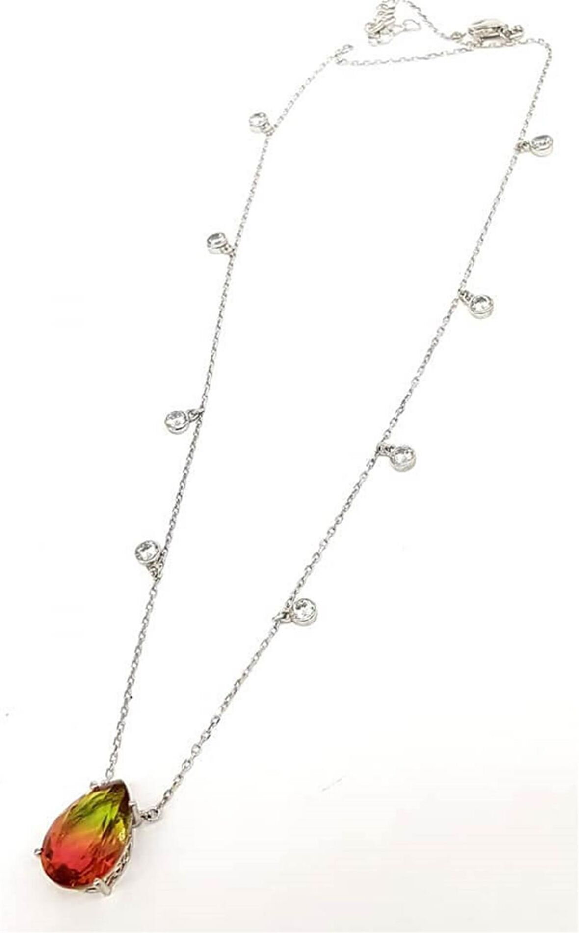 Morganit Taşlı Zirkon Taş Detaylı Gümüş Kadın Kolye 