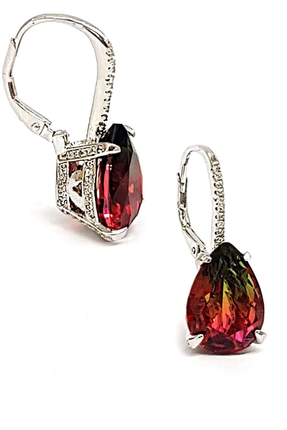 Morganit Taşlı Zirkon Taş Detaylı Gümüş Kadın Küpe