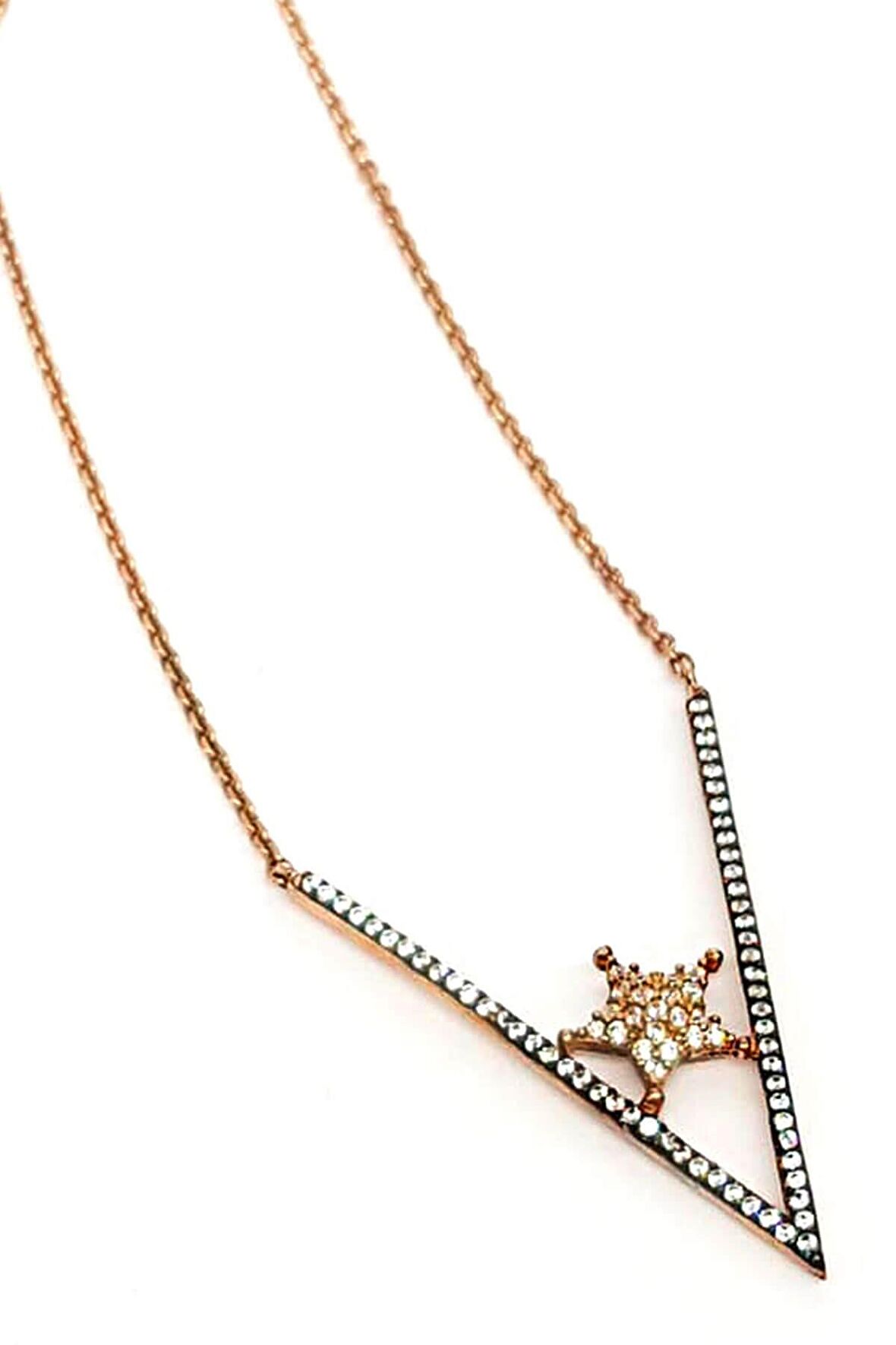 Yıldız Figürlü Gümü üzerine rose altın kaplama kolye 