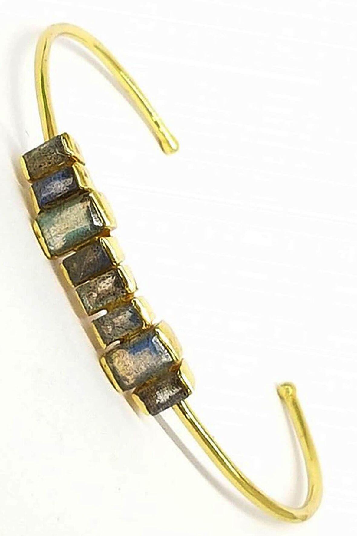 Rutil Kuvars taşlı Gümüş üzerine altın kaplama ayarlanabilir bileklik 