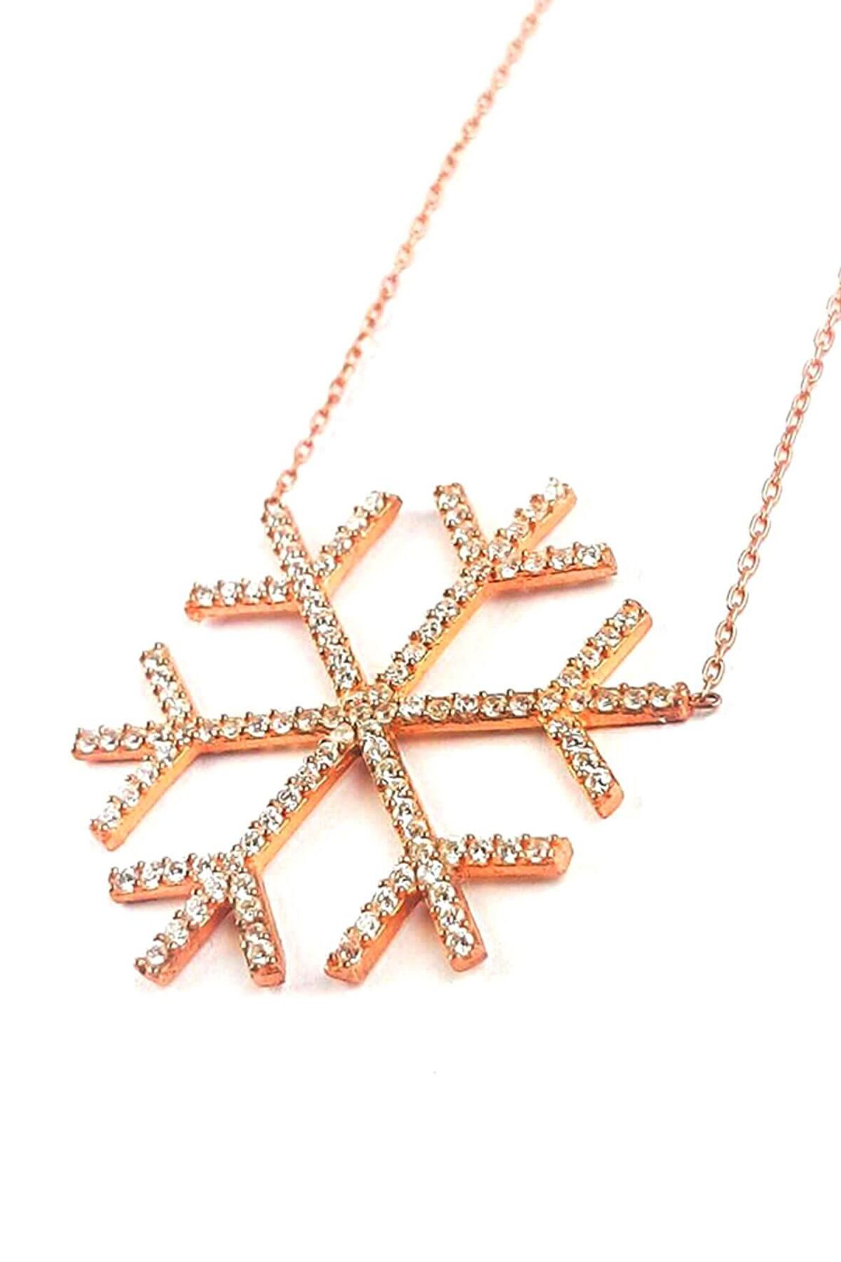 Zirkon taşlı Kar tanesi Figürlü Gümüş Kadın Kolye 