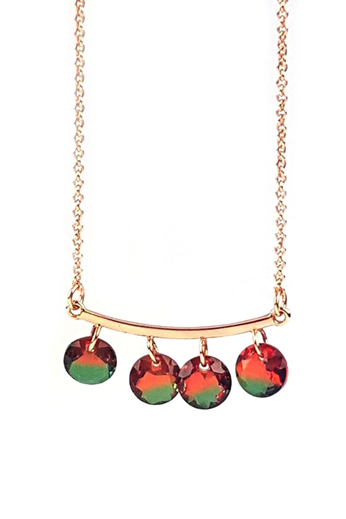 Meloni topaz gümüş üzerine rose altın kaplamalı kolye 