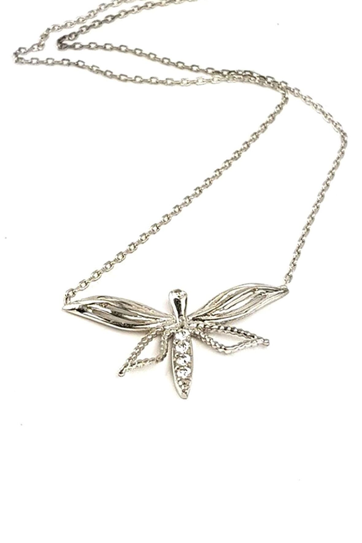 Yusufçuk Figürlü zirkon taşlı Gümüş Kadın Kolye 