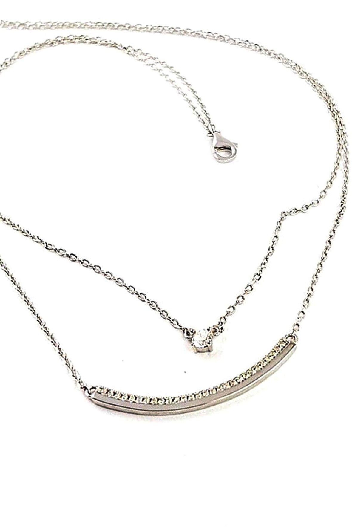 Swarovski Taş detaylı Gümüş Kadın Kolye 