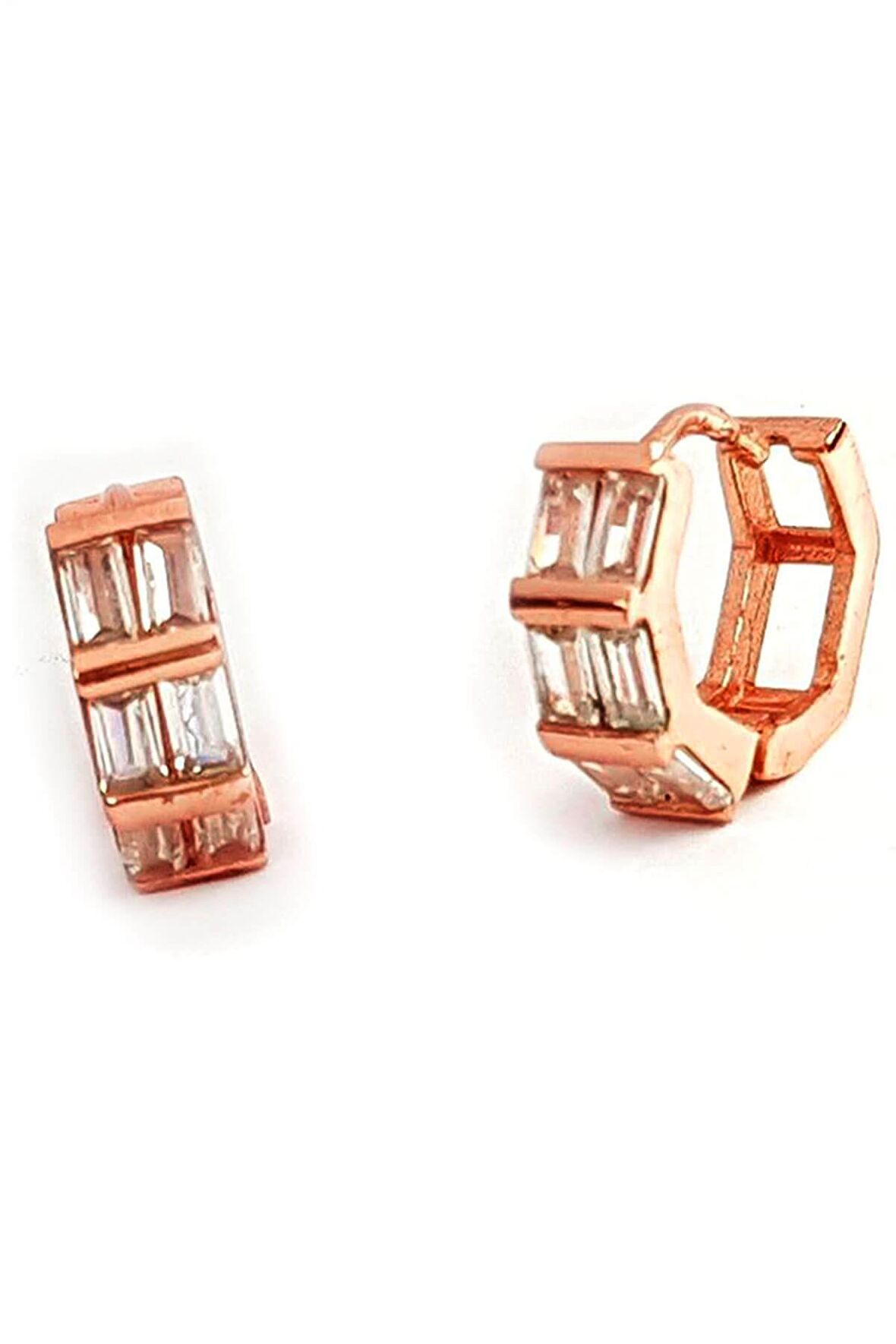 Baget  kesim zirkon taşlı gümüş halka küpe