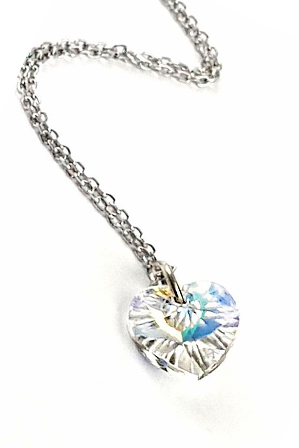 Swarovski taşlı kalpli gümüş aşk kolyesi