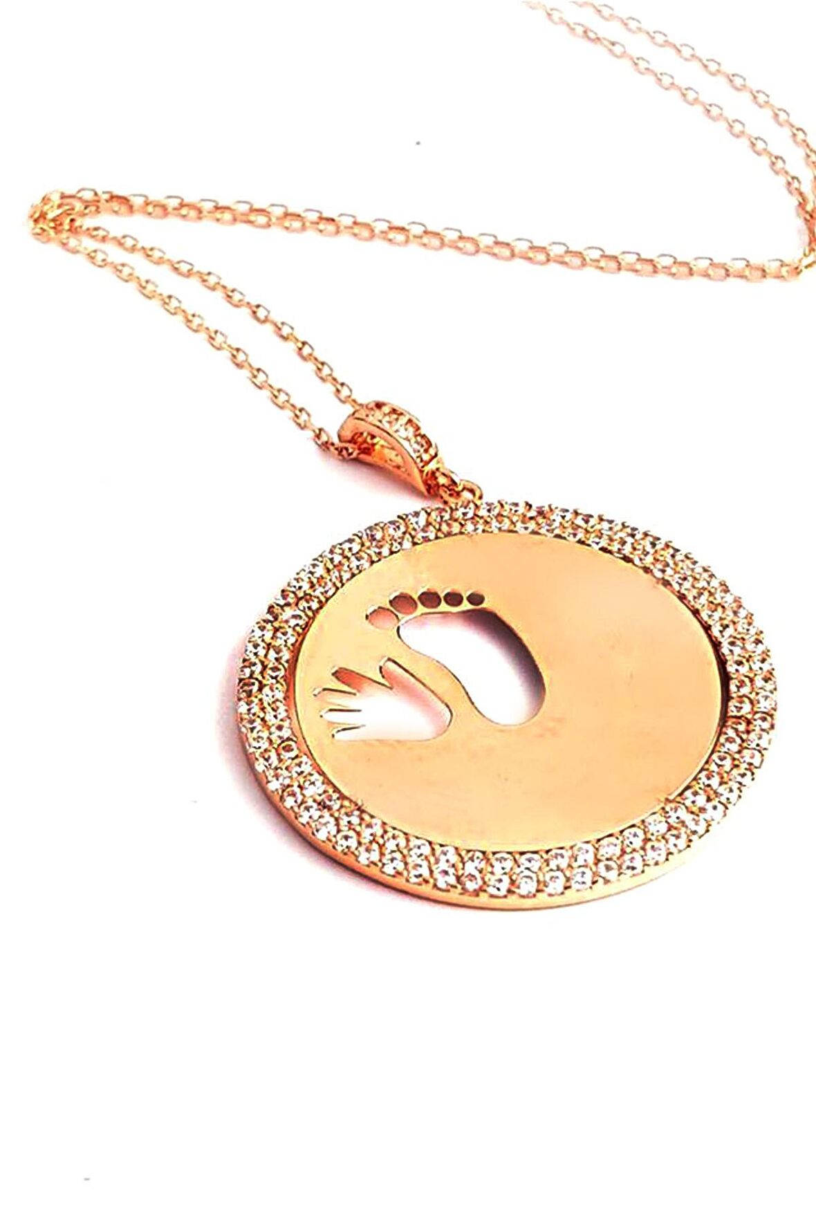 Zirkon taş detaylı gümüş  plaka anne kolyesi