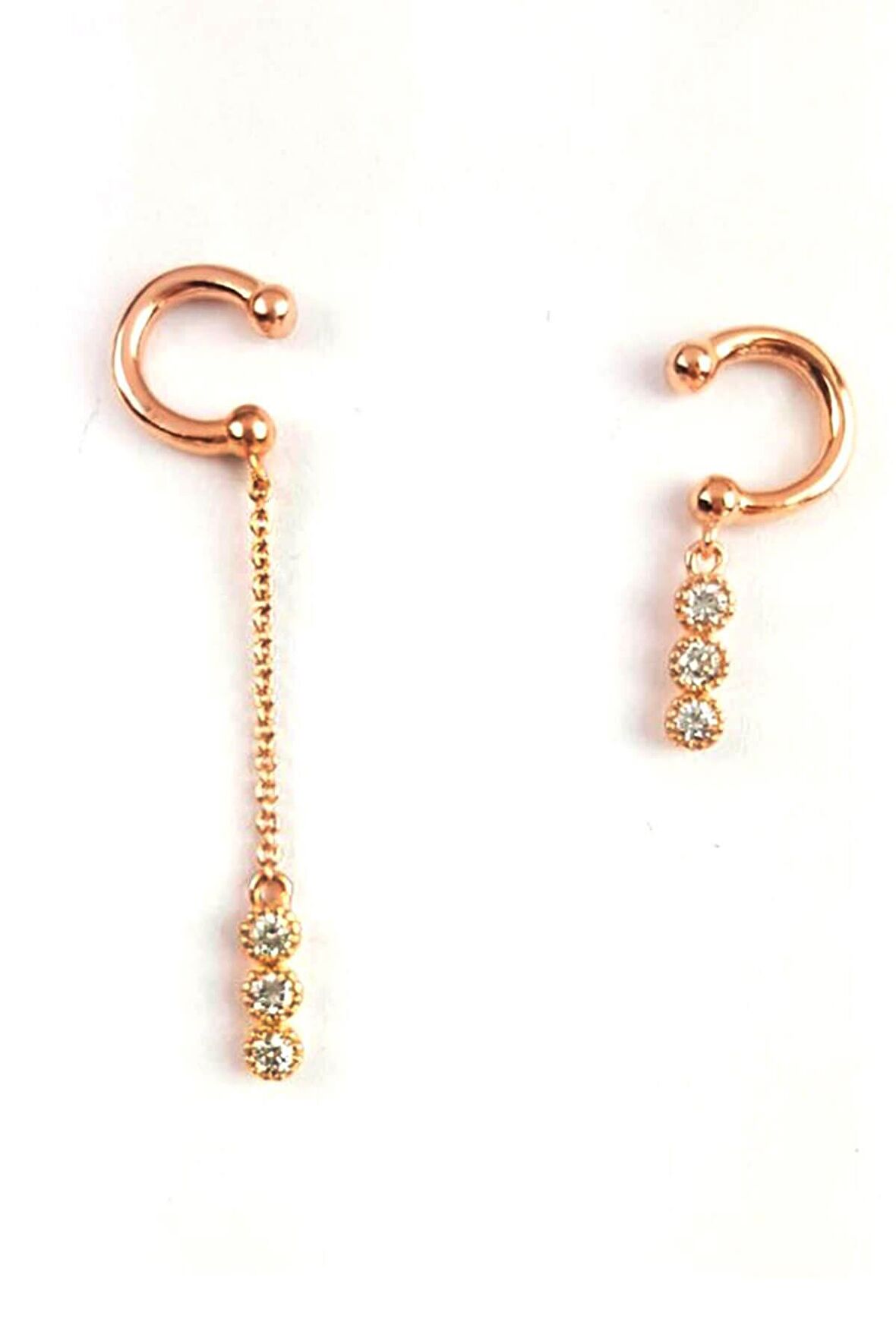 Asimetrik Trend Gümüş Rose Küpe 