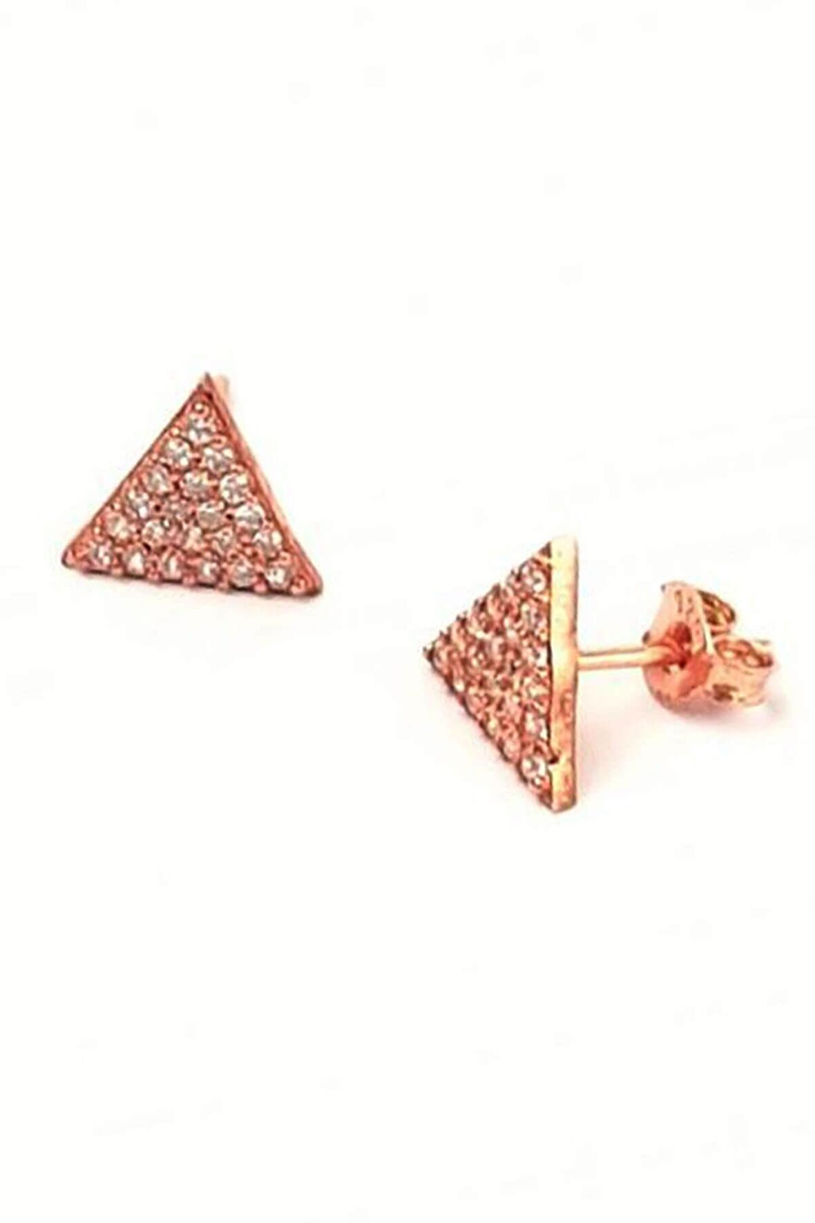 Üçgen figürlü zirkon taşlı gümüş Kadın küpe