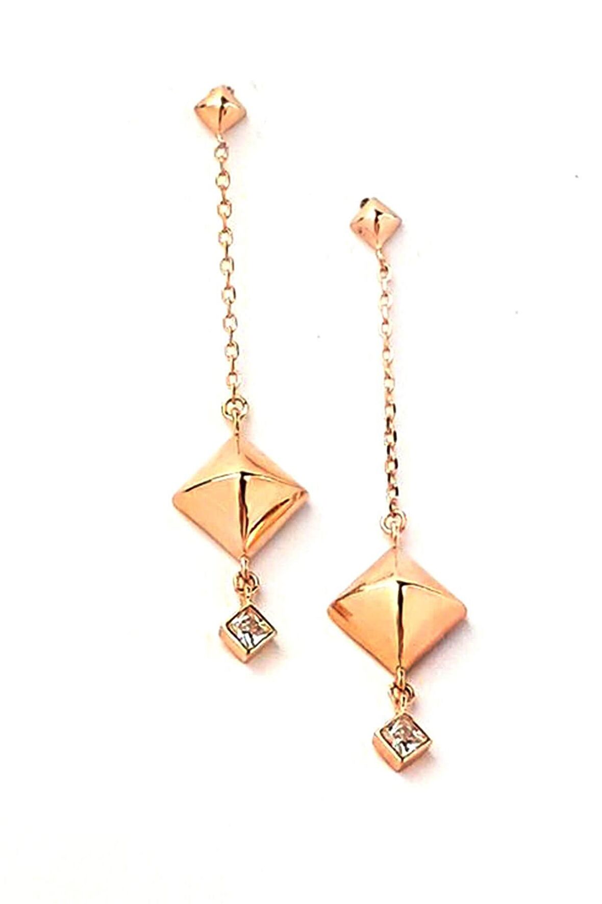 İtalyan Tasarımı zirkon taş detaylı sallantılı gümüş küpe