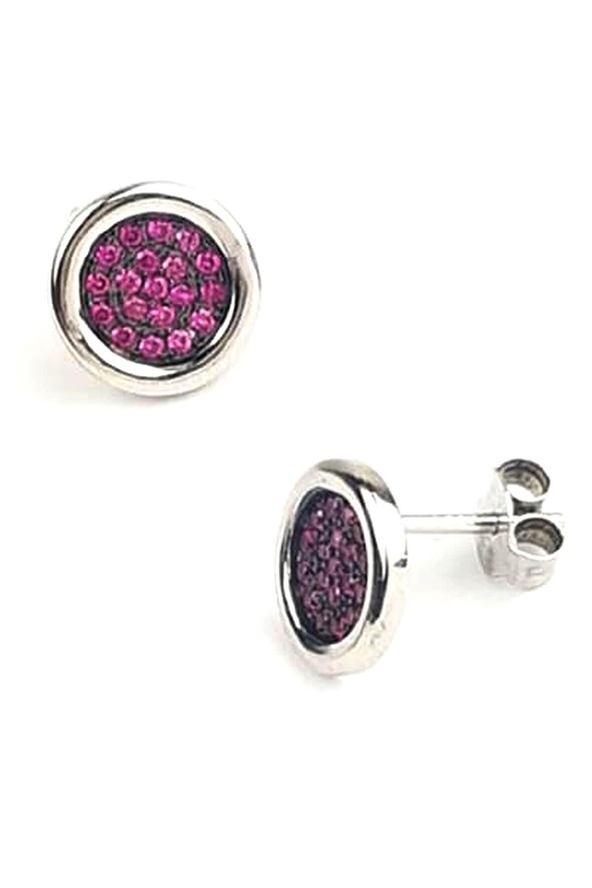 Pembe zirkon taşlı gümüş küpe