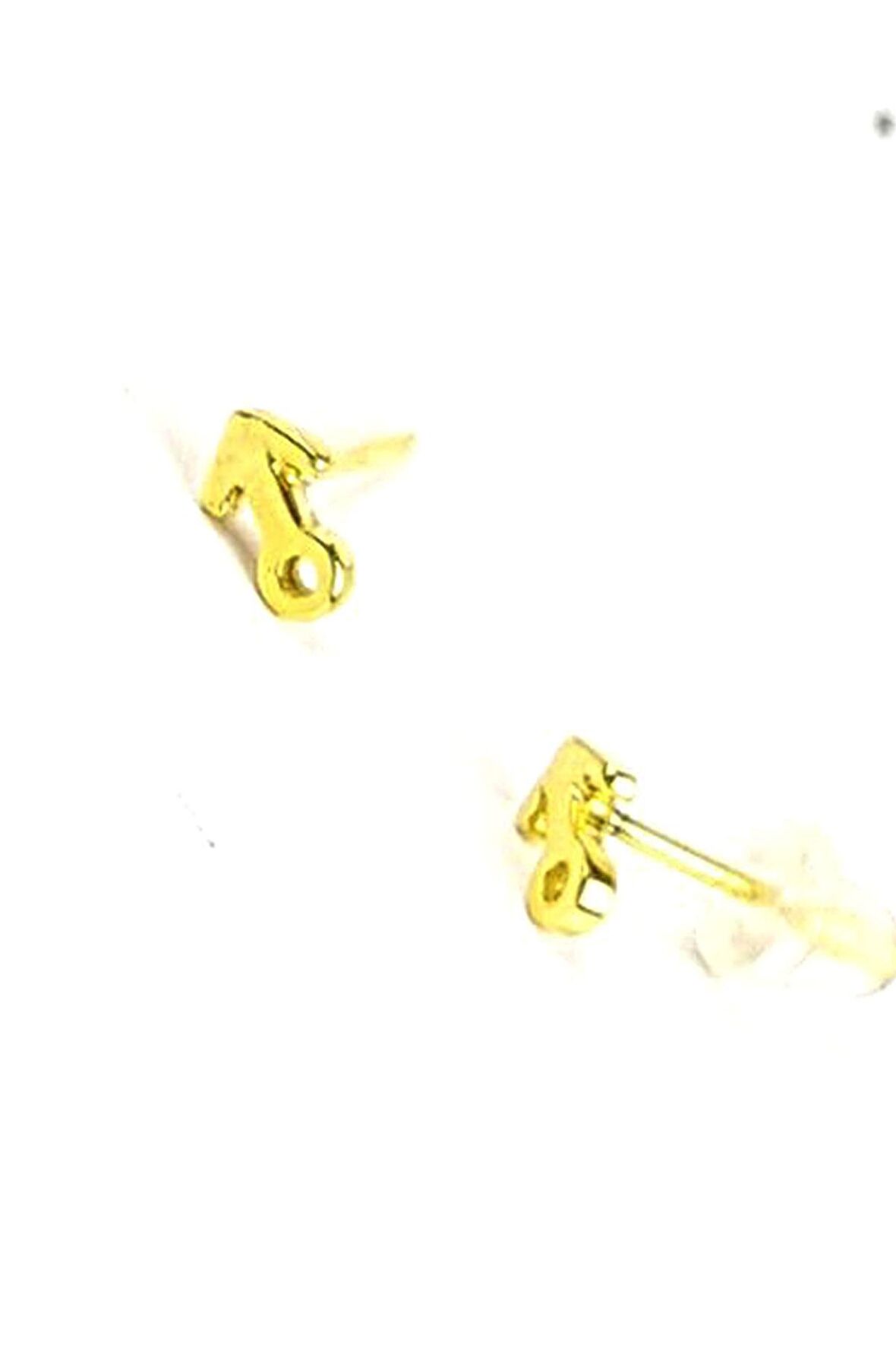 Ok Figürlü gümüş üzerine altın kaplama minimal küpe