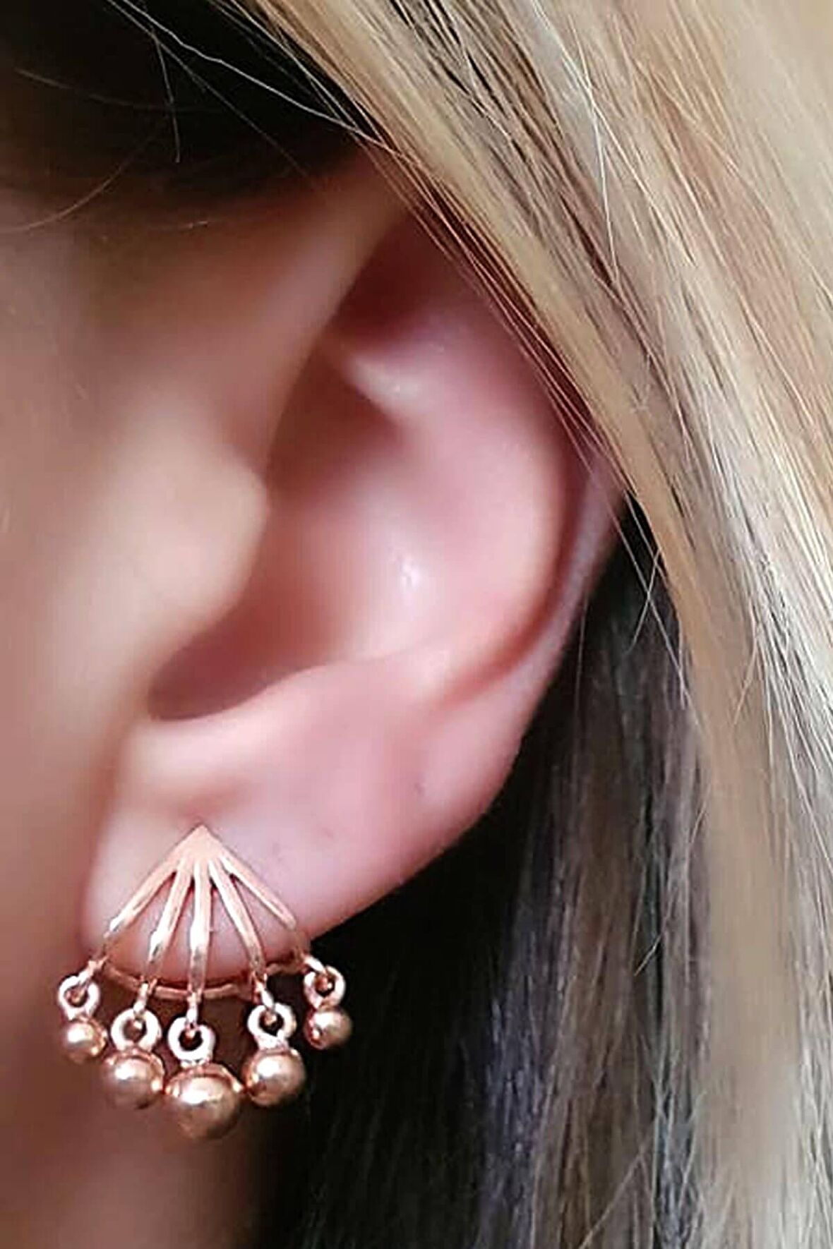 Gümüş rose trend küpe