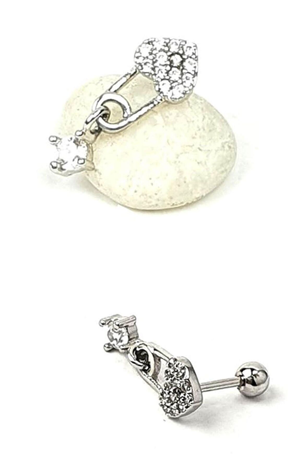 çengelli iğne figürlü 316L anti alerjik cerrahi celik tragus veya kikirdak helix piercing 6mm 1.2 mm