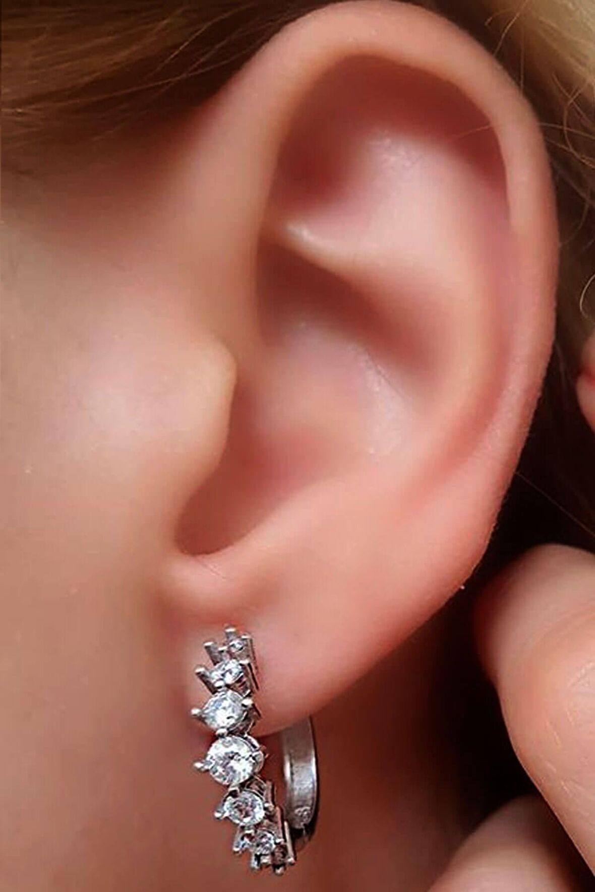 7 sıra zirkon tasli gümüs halka küpe 2 cm çap 